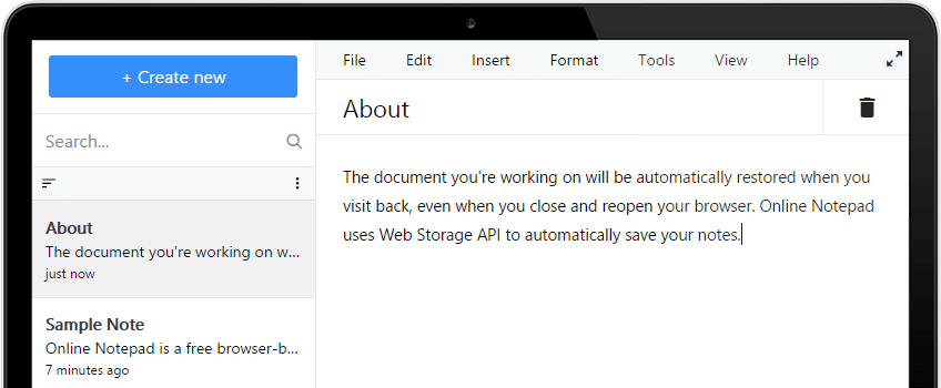Zeroseo Online Notepad Screenshot